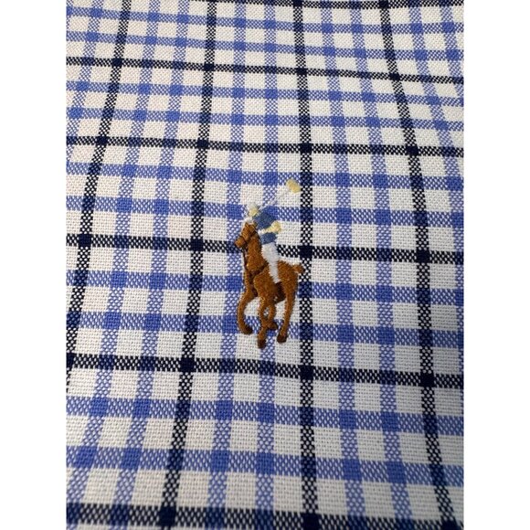 Polo Ralph Lauren Mens L Slim Fit Blue White Long Sleeve Button-Up Shirt Office - Picture 3 of 11